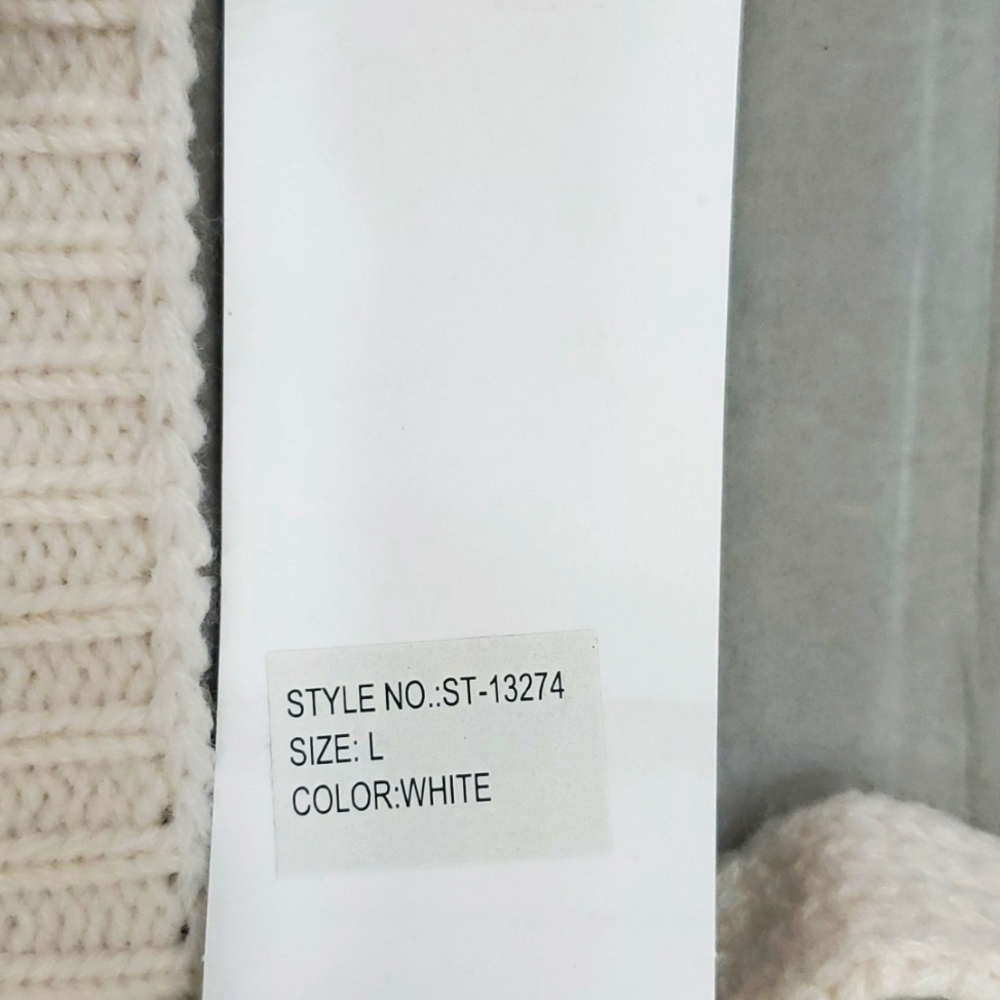 Papillon crop top women's sz large cream cable knit crochet cottagecore - Picture 8 of 8